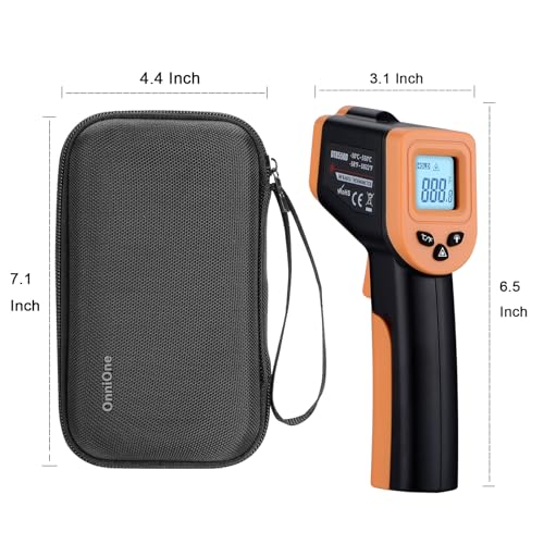 OnniOne Infrared Thermometer Temperature Gun for Cooking -58℉~1022℉ | Digital Thermometer Pizza Oven Blackstone Griddle, Laser Temperature Gun with Carrying Case, LCD Backlit (NOT for Human) - color: Black