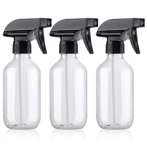 Teyssor Spray Bottles Water Spray Bottle - BPA Free - 10 oz/300 ml Plastic Refillable Containers Fine Mist Small Spray Bottle with Adjustable Nozzle for Hair, Cooking, Cleaning - color: Clear-3 pack