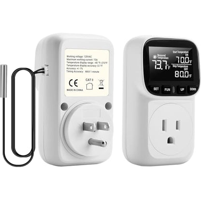 Diymore Digital Temperature Controller Outlet - Precise Heating/Cooling Control for Greenhouse, RV & Incubator (5A/1800W, -40°F to 210°F) - color: Digital Temperature