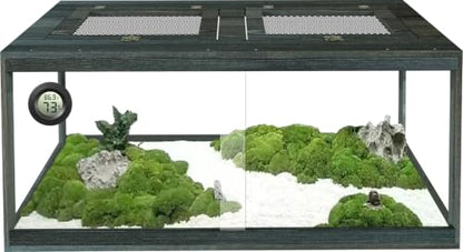 Reptile Terrarium Tank 37 Gallon, Snake Enclosure, Lizard, Leopard Gecko Tank with Openable Metal Mesh, Lockable Bearded Dragon Tank, Front Opening Reptile Cage (Black Gray, 32" x 16" x 16") - size: 37 Gallon (32" L x 16" W x 16" H)