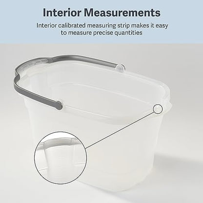 Casabella Cleaning Bucket Rectangular for Mopping or Storage with Handle and Built-In Pour Spouts, 4-Gallon, Clear