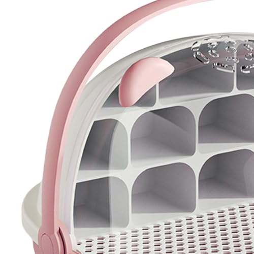 Silkworm Breeding Box Portable Reptile Habitat Feeding Container Hatching Cage with Divided Rearing Zone Easy to Clean Suitable for, Pink - color: pink