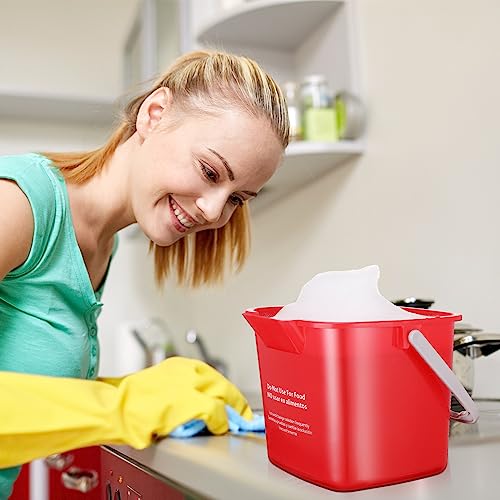 Lallisa 12 Pcs 3 Quart Cleaning Bucket Small Sanitizing Square Bucket Detergent Pail for Home Office Commercial Restaurant Kitchen Bathroom School (Red) - color: Red