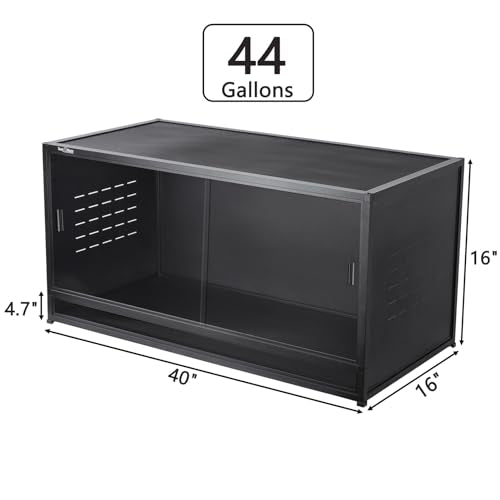 Stackable PVC Reptile Enclosures 44 Gallon ToxiRium Large Reptile 40''x16''x16 Space efficient Tank for Bearded Dragon Lizard Snake,Wide Breeding Vivarium with Sliding Glass Doors Lock-with spacers - size: Two 40x16x16''-44 Gallon with Kit