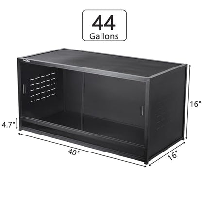 Stackable PVC Reptile Enclosures 44 Gallon ToxiRium Large Reptile 40''x16''x16 Space efficient Tank for Bearded Dragon Lizard Snake,Wide Breeding Vivarium with Sliding Glass Doors Lock-with spacers - size: Two 40x16x16''-44 Gallon with Kit