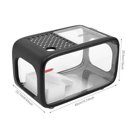 Desktop Fish Tank, 3.2Gal Small Betta Fish & Turtle Tanks, Aquarium Bowl with Detachable Basking Platform, Multi-Functional Areas Aquascape Tanks for Fish Terrapin Frog Shrimp Crab (Black) - color: Black