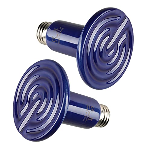 Simple Deluxe 150W 2-Pack Ceramic Heat Emitter Reptile Heat Bulb No Light, LCD Digital Aquarium Thermometer, for Reptile Amphibian, 2 Pack, Royal Blue