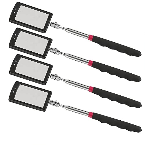 Inspection mirror telescoping with light Mirror practical addition to car repair, and anyone's toolbox Inspection Tool for Checking Vehicle, and Other Small Parts Extended (Inspection mirror-4PCS)
