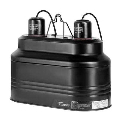 Simple Deluxe Dual Reptile Light Fixture 160W, Reflector Dome Heat/UVB Lamp Cap, for Small Animal Terrarium and Tortoise Habitat - size: Dual Dome Light 160W
