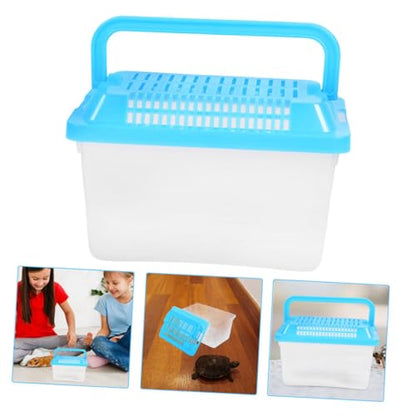 Yardwe Transparent Portable Aquarium Turtle Box for Hamsters and Reptiles Transport Container for Small Pets for Travel and Outdoor Adventures