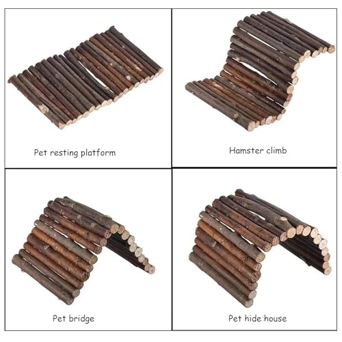 kathson 2 PCS Hamster Wooden Bridge Toys,11.02" L x 6.09" W Large Climbing Toy,Rat Ladder,Small Animal Chew Toys,Wood Hideout Tunnel for Chinchillas Guinea Pig Gerbils Ferret Syrian Hamster Squirrel - color: 2pcs