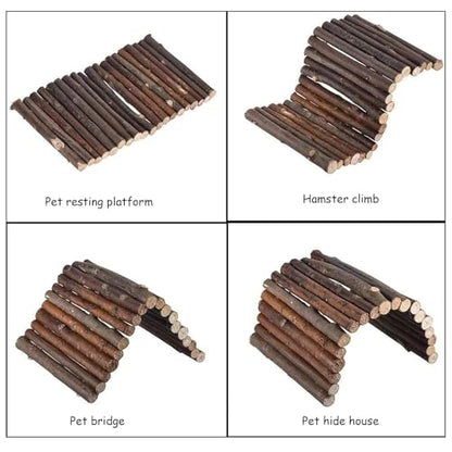 kathson 2 PCS Hamster Wooden Bridge Toys,11.02" L x 6.09" W Large Climbing Toy,Rat Ladder,Small Animal Chew Toys,Wood Hideout Tunnel for Chinchillas Guinea Pig Gerbils Ferret Syrian Hamster Squirrel - color: 2pcs