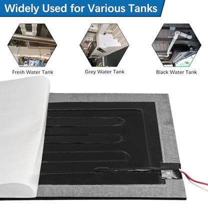 RV Tank Heater Pad,12"x18" 12/13.5V RV Holding Tank Heater Pad w/Thermostat | RV Water Tank Heater Pad for Camper,Trailer,Motorhome,Marine,Up to 50Gallon Grey/Fresh/Black Water,Automatic Prevent Freezing - style: 12/13.5V-1PCS