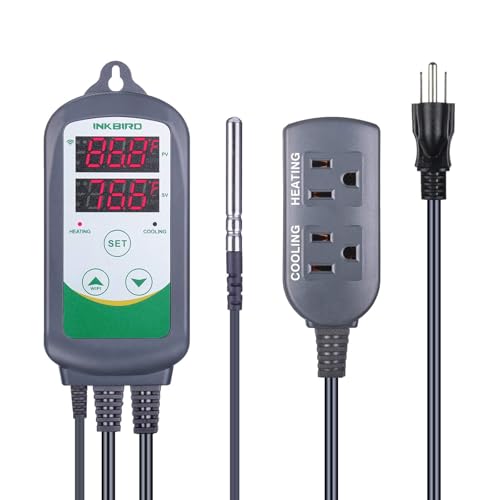 Inkbird WiFi ITC-308 Digital Temperature Controller Thermostat Remote Monitoring Controlling Home Brewing Fermentation Breeding Incubation Greenhouse - size: WiFi ITC-308