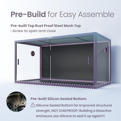 120 Gallon Reptile Tank for Bearded Dragon, Snake, Adult Reptile | Optimal Ventilation & Light Penetration by Rust Proof Mesh Top, Easy Assembly within 6 Steps with Clear Instruction - color: Royal Purple, size: 120 Gallon