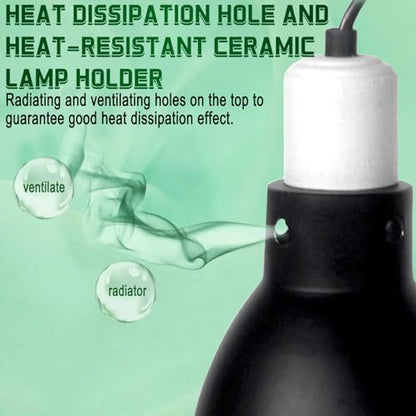 BNOSDM Reptile Light Fixture,5.5 Inch High Deep Dome Reptiles Heat Lamp Fixture for UVB UVA Bulb,Heat Basking Bulb,Optical Reflection Heat Lamp Fixtures for Reptile Amphibian Tank Terrariums - size: 5.5 Inch High Deep