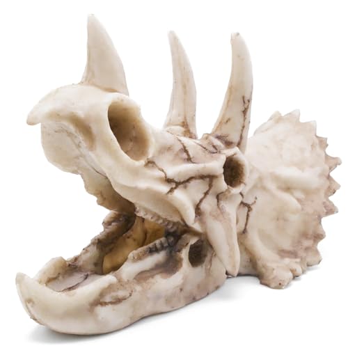 Fish Hideout Cave Dinosaur Animal Skull Reptile Ornament Halloween Décor for Terrarium Aquarium Large Decorations Betta Tarantula Snake Decor Bones - color: Triceratops
