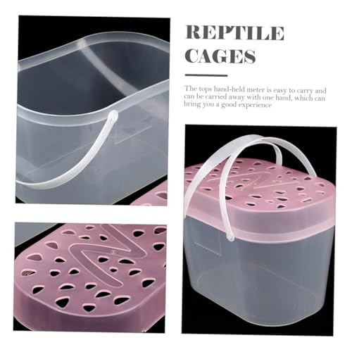 ERINGOGO 2pcs Small Pet Carriers Plastic Hamster Boxes Turtle Containers Medium Size Pink Portable Travel Reptile Holders for Outdoor Use