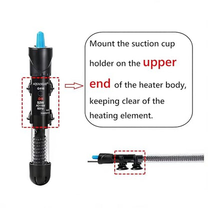 AQUANEAT Aquarium Heater, 25W Fish Tank Heater, Adjustable Submersible Water Thermostat with Digital Thermometer - size: 25W
