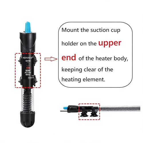AQUANEAT Aquarium Heater, 25W Fish Tank Heater, Adjustable Submersible Water Thermostat with Digital Thermometer - size: 25W