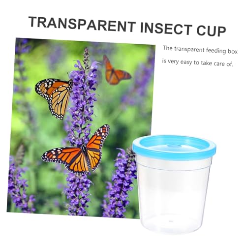 Hemoton Transparent Reptile Feeding Box with Lid Mini Insect Cup for Tortoise Betta and Frogs Safe Durable Container for Pets and Easy Feeding
