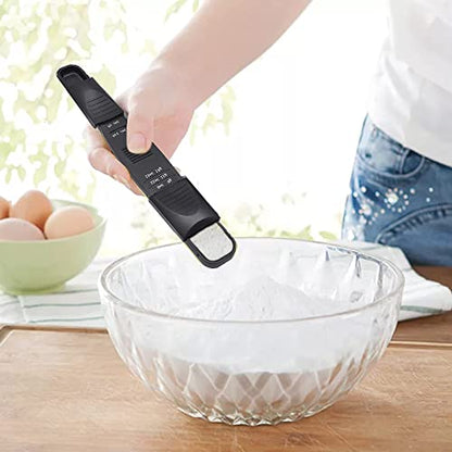 M&c Dual Sided Adjustable Measuring Spoon - Metering Spoon with Leveler in Gram & ML- For Dry or Liquid Ingredients, Baking, Cooking, Powder, Spices - Black 1pc