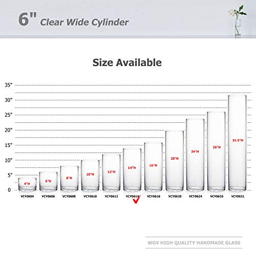 WGV Cylinder Vase, Width 6", Height 14", Clear Glass Container Terrarium Candle Holder for Wedding Centerpiece, Party Event, Home Office Decor, 1 Piece - size: 6"x14"H