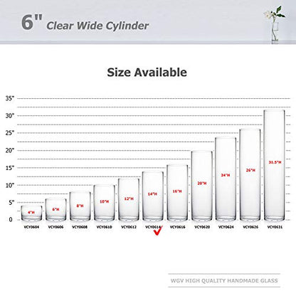 WGV Cylinder Vase, Width 6", Height 14", Clear Glass Container Terrarium Candle Holder for Wedding Centerpiece, Party Event, Home Office Decor, 1 Piece - size: 6"x14"H