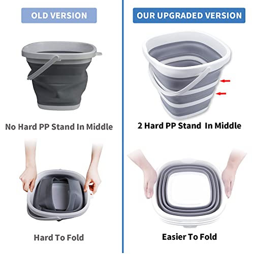 2 Pack Collapsible Buckets 10L 2.6 Gallon Cleaning Bucket Mop Bucket Folding Foldable Portable Small Plastic Water Supplies for Outdoor Garden Camping Fishing Car Wash Space Saving Square - color: 2 Pack - 10l