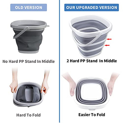 2 Pack Collapsible Buckets 10L 2.6 Gallon Cleaning Bucket Mop Bucket Folding Foldable Portable Small Plastic Water Supplies for Outdoor Garden Camping Fishing Car Wash Space Saving Square - color: 2 Pack - 10l