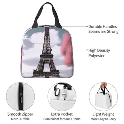 Insulated Lunch Bag Eiffel Tower Lunch Box for Women Men Reusable Leakproof Lunch Cooler Bag for Office Picnic - color: Eiffel Tower