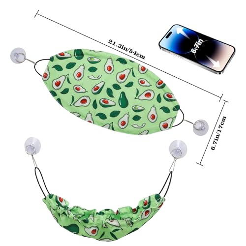 Avocado Print Frog Hammock – Stretchable Terrarium Lounger with Suction Cups for Tree Frogs, Crested Geckos & Small Reptiles | Habitat Decor with Elastic Bands