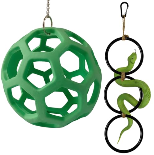 Snake Enrichment Toys Ball,Jungle Gym Ball and Enrichment Rings for Small Ball Python Corn Snakes,Reptiles Climbing Toy,Snake Exploring&Climbing Accessories
