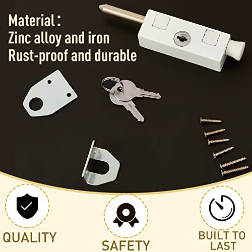 2 Pieces Sliding Door Lock Rectangle Patio Door Lock Keyed for Glass Hinged Security Bar Steel Bolt Zinc Alloy Iron Portable to Prevent Sliding