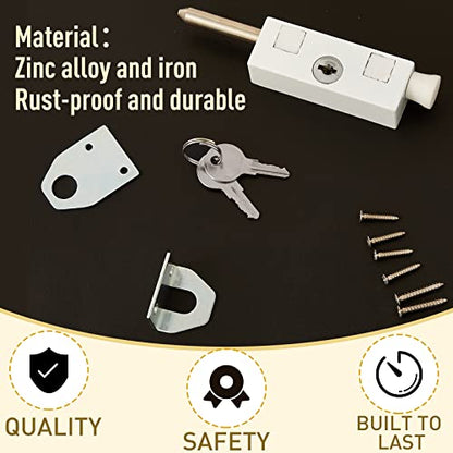 2 Pieces Sliding Door Lock Rectangle Patio Door Lock Keyed for Glass Hinged Security Bar Steel Bolt Zinc Alloy Iron Portable to Prevent Sliding