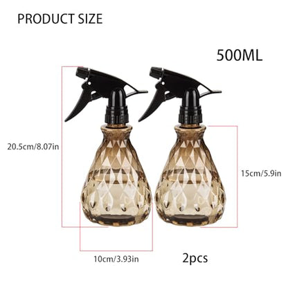 wugongshan 2 Pcs Spray Bottles, 500 ml/17 oz Empty Water Spray Bottles, Plastic Reusable Adjustable Mist Sprayer Squirt Bottles Containers Refillable for Cleaning Solutions, Gardening, Plants (Brown) - color: Brown