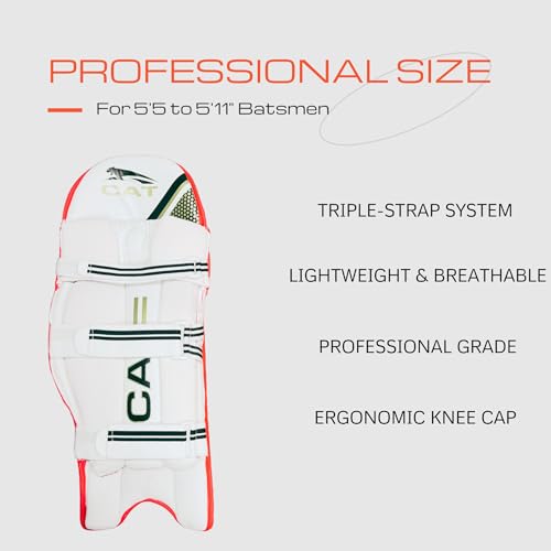 Titan Sports Professional Cricket Leg Guards for Adults Red/White | Lightweight, Match-Ready Pads | Right/Left Handed Options - color: Red White