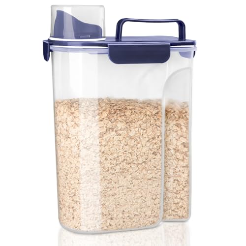 Rice Container, Airtight Rice Storage Container 10lb, Cereal Containers Storage, BPA Free Food Dispenser with Pouring Spout Handle for Flour Pasta Grain, Pet Dog Cat Bird Food Storage Container - color: 10lb Blue