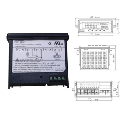 Refrigerator Temperature Controller, Fridge Freezer Thermostat - Digital Display, Precise Cooling Control for Home & Commercial Use, Easy Install, Energy Saving, 100~240V