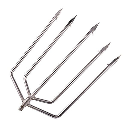 5/7 Prong Fishing Harpoon, Stainless Steel Gig Gaff Hook with 8mm Screw, Harpoon Hook for Hunting Fish Flounder Frog Gig in Pond River Lake, Capable for Fishing Gaff Gig Pole - color: 5 Prong with 8mm screw