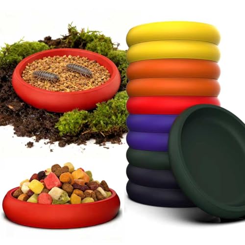 12-Pack Small Feeding Dish for Reptiles, Colorful Feeder Bowls for Isopods, Springtails, Dubia Roaches & Dwarf Invertebrates, Mini Food Bowls for Terrarium & Enclosure