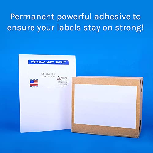 Premium Label Supply 8.5" x 5.5" Half Sheet Self Adhesive Shipping Labels for Laser or Inkjet Printer (4000 Labels) - size: 4000 labels