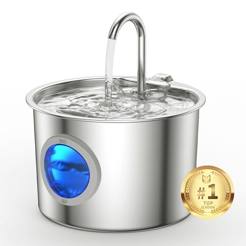 Cat Water Fountain Advanced 304 Stainless Steel 2.2L/74oz with Detachable Tank, Easy to Clean, Automatic Pet Fountain Quiet Cats Water Dispenser, Perfect for Cats Dogs Indoor