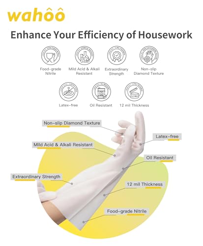 LANON wahoo 3 Pairs Nitrile Cleaning Gloves,12 Mil Dishwashing Glove,Large | Dishwashing,Latex Free,Skin-Friendly,Dishes Washing,Reusable,DEHP-Free,Non-Slip,Household Colorful Kitchen Nitrile Gloves - color: Mix (Pack of 3), size: Large (Pack of 3)