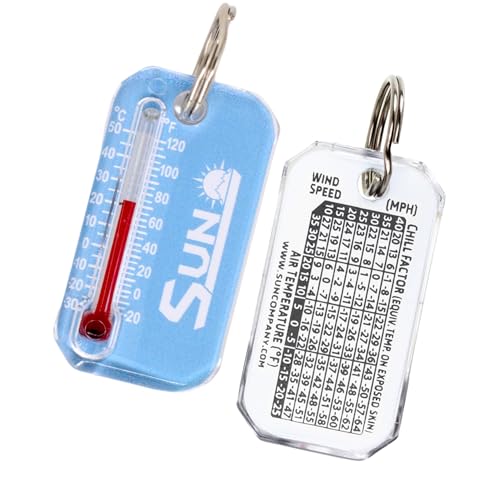 Sun Company Zip-o-gage - Zipper Pull Thermometer for Jacket, Parka, or Backpack | Mini Outdoor Keychain Thermometer - color: Blue