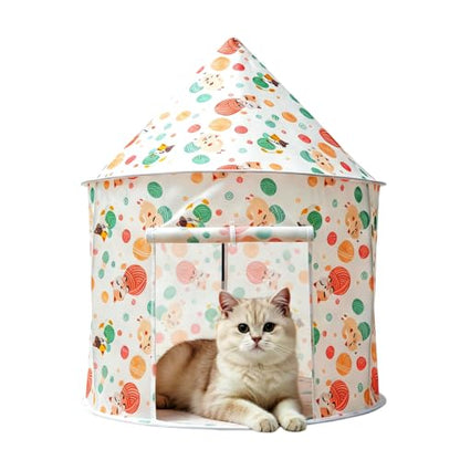 Cat Bad Pop Up Collapsible Yurt Tent, Pet Rest Hut for Indoor | Foldable Cats Cave Hideout Pet Toys ,Cat Rest Hut for Bunny, Guinea Pig, Ferrets, Puppy - color: Pale pink