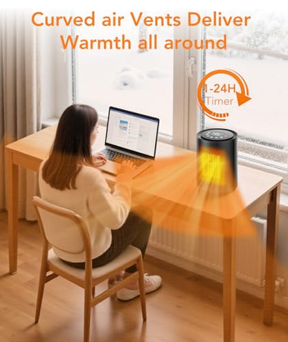 ZAFRO 1500W Space Heater with Remote, 24H Timer & Digital Thermostat | PTC Ceramic Fast Heat, 5 Heating Modes & Overheat Safety; Portable Electric Heater for Home, Office & Bedroom