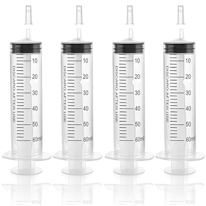 12pack 60ml Large Syringes Without Needle, With Cap for Liquid, Measuring, Ink Refilling, Oil, Liquids Glue Applicator, Individually Sealed - style: 60ML