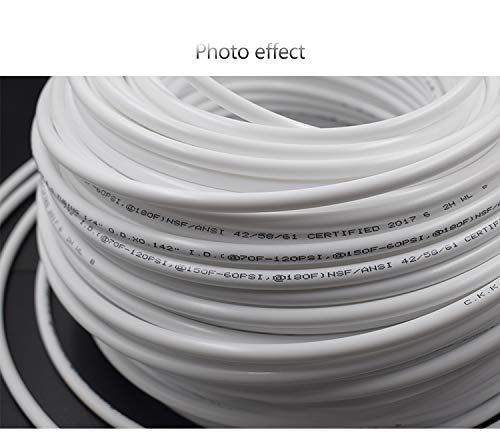 White 1/4" RO Tubing at 70°F-120PSI to 150°F-60PSI 1/4" Flexible water pipes 1/4-inch Plastic NSF Certified CCK Tubing（100 Feet) - color: White 1/4" 100FT (30M)