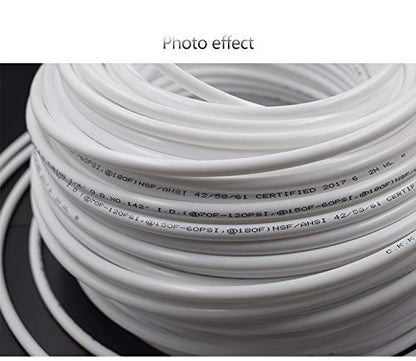 White 1/4" RO Tubing at 70°F-120PSI to 150°F-60PSI 1/4" Flexible water pipes 1/4-inch Plastic NSF Certified CCK Tubing（30 ft) - color: White 1/4" 30FT (10M)